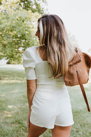 White Denim Romper