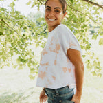 Ivory & Brown Tie Dye Top