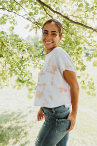 Ivory & Brown Tie Dye Top