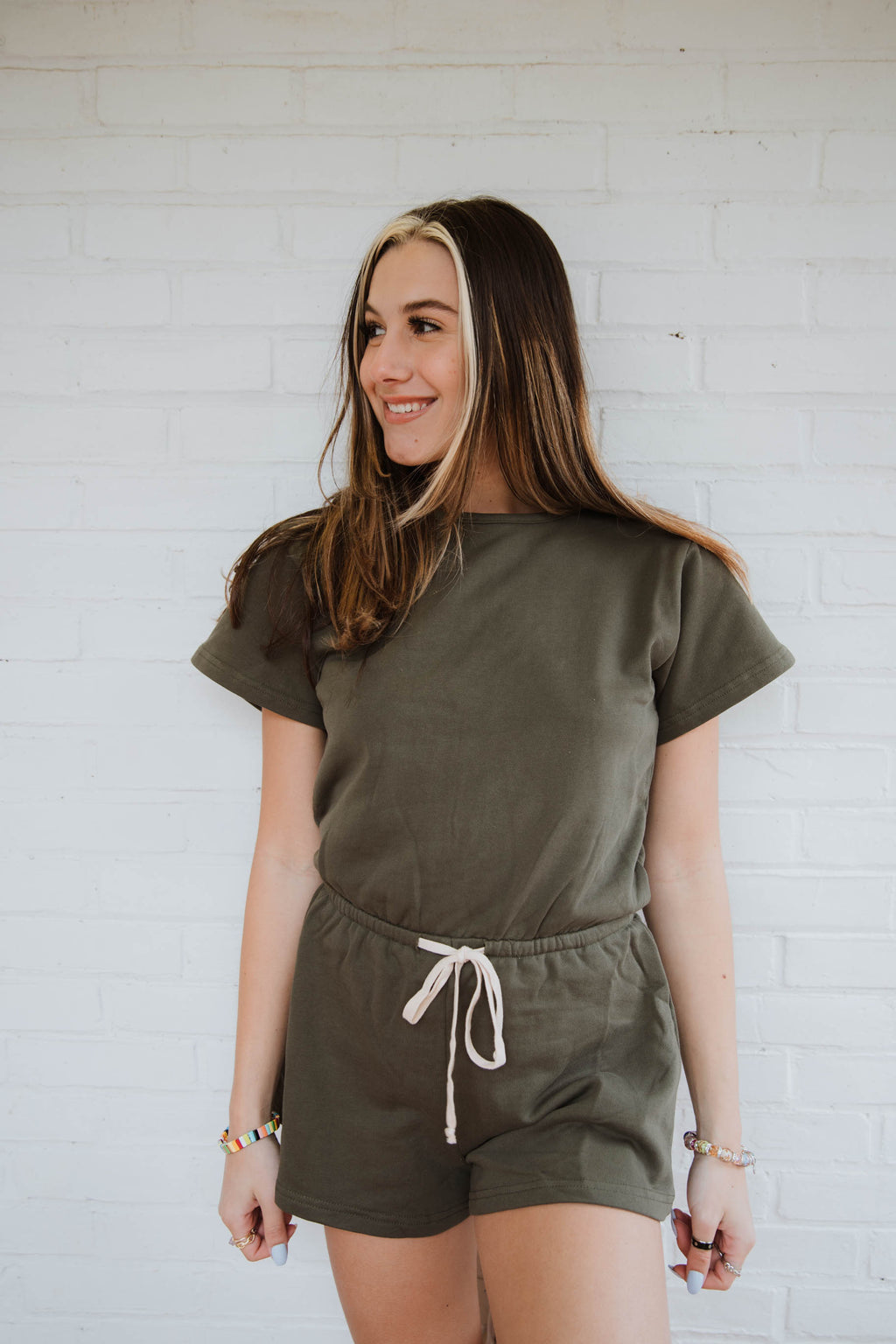 Knit To Be Olive Romper