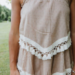 Shoulder Tie Tassel Dress