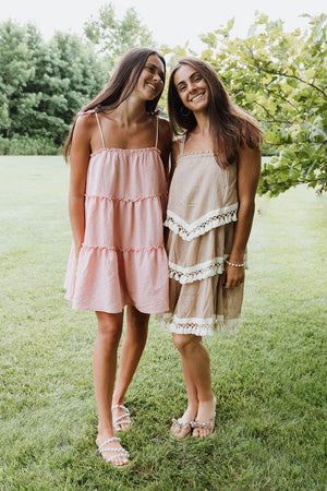 Pink Tie Shoulder Dress