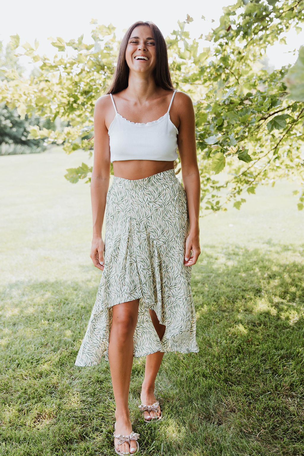 High Low Printed Skirt