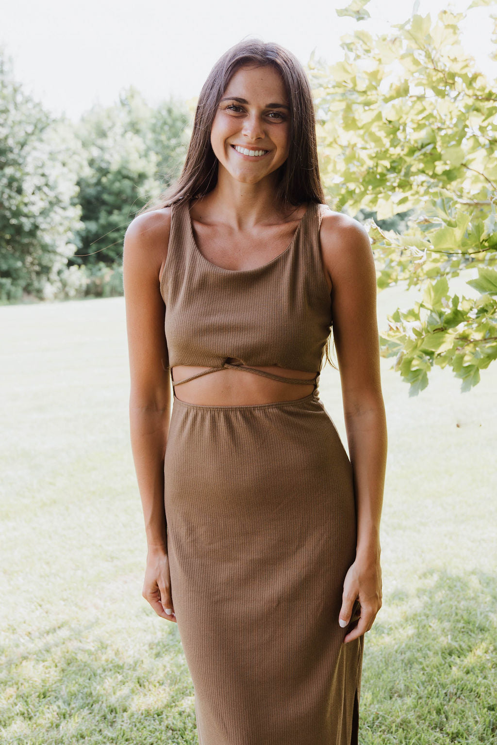 Brown Cut Out Dress